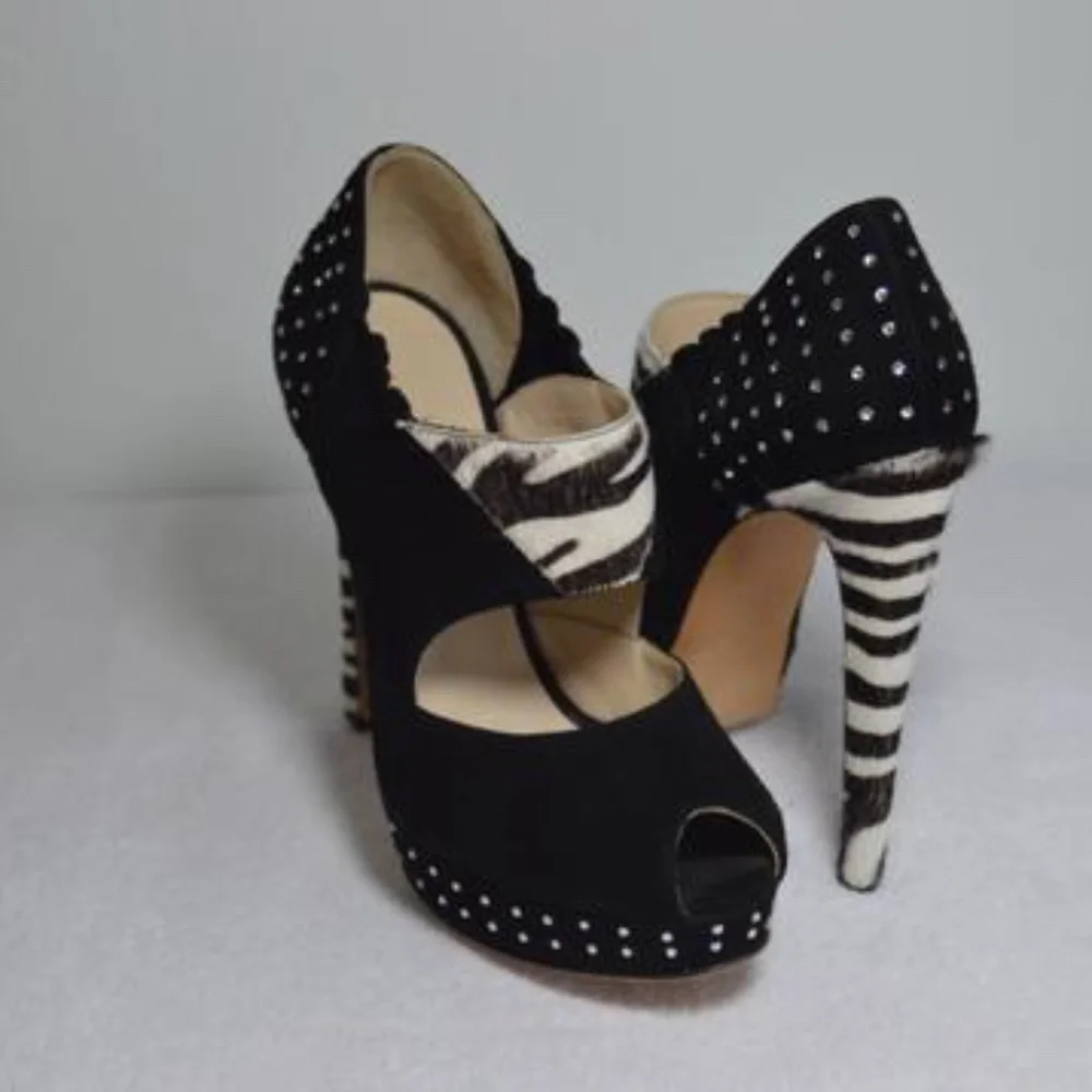 🆕🏷️  Damiano Marini Zebra Swarovski Crystal Platform 🇮🇹 Limited Edition